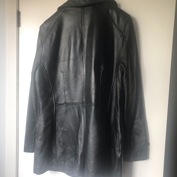 Danier Leather Black Leather Coat - Picture 2 of 5